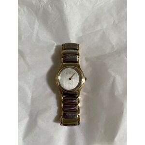Skagen Denmark 256SGX Womens Two Tone Stainless Steel Watch Silver Gold Analog